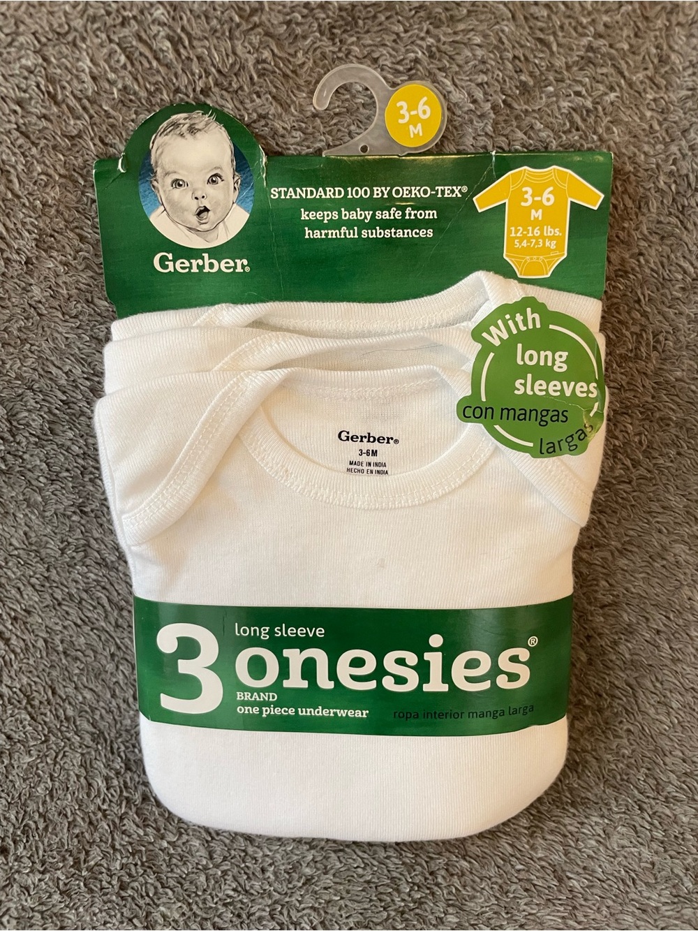 Gerber White Long Sleeve Baby Bodysuits - White Pack